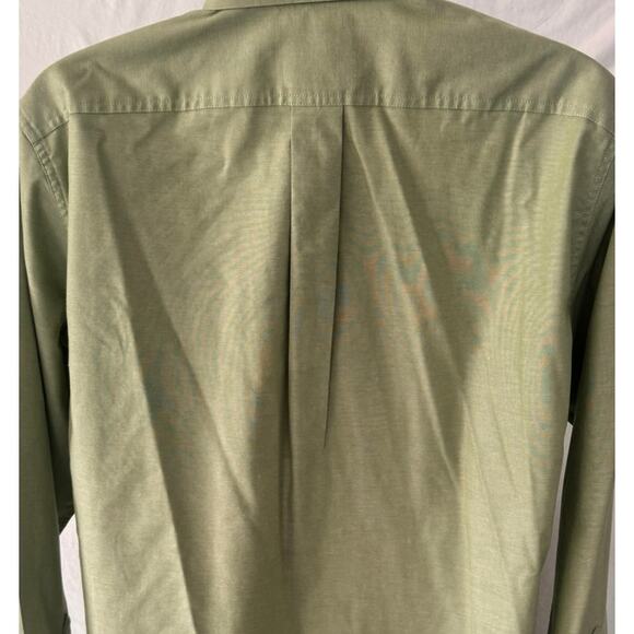 L.L. Bean Trim Fit Large Tall Green Button Front Mens Shirt 100% Cotton - Picture 8 of 9